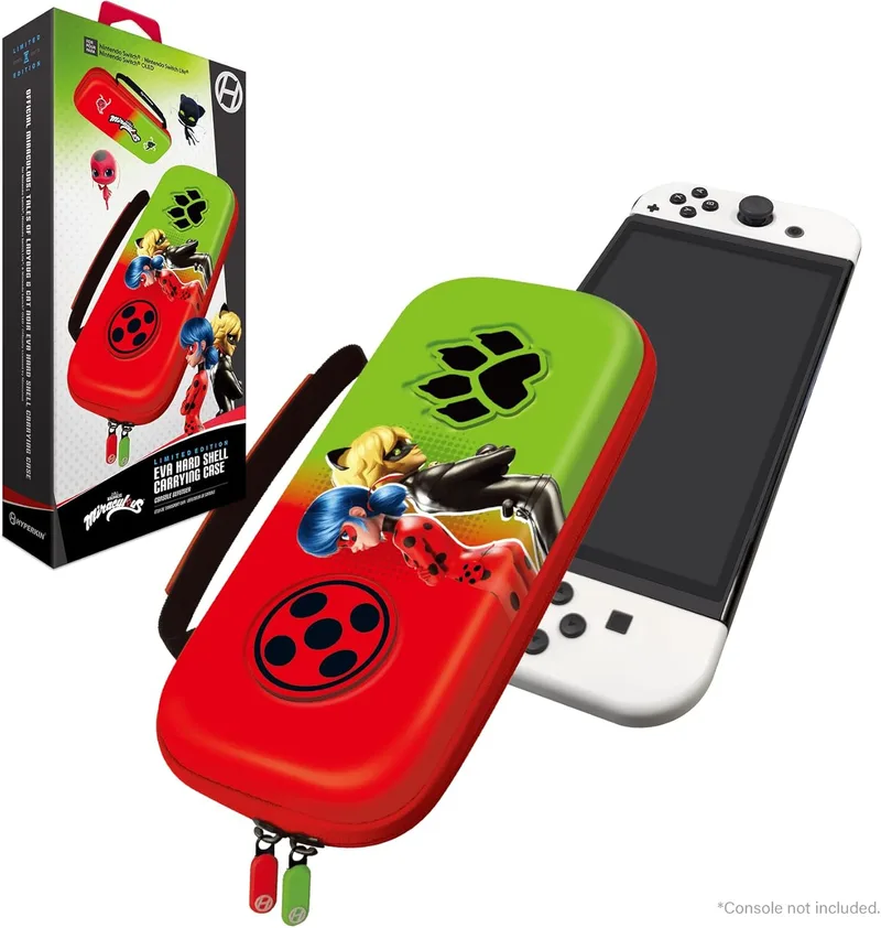 Hyperkin ▫️ Estojo rígido EVA oficial Miraculous (Joaninha/Gato Noir), Joaninha/Gato Noir