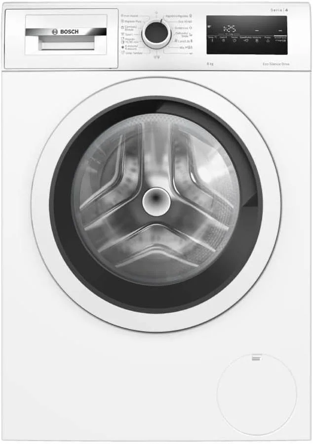 Bosch ▫️ Máquina de Lavar Roupa de Instalação Livre, 8 kg, 1200 RPM, Série 4, Função Pausa + Carga, Assistente de Engomar, Motor EcoSilence, Branco, WAN24272ES