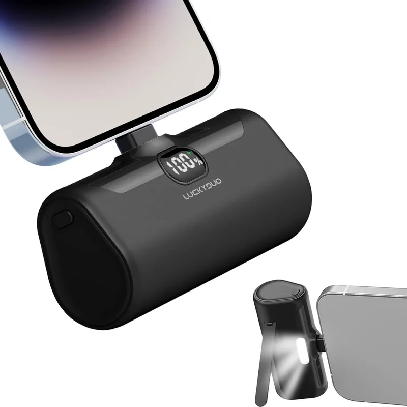 LUCKYDUO ▫️ Mini Carregador Portátil 5000mAh Power Bank Ultra Compacto Carga Rápida Petit Bateria Externa Compacta Power Bank Compatível para iPhone 14/13/12