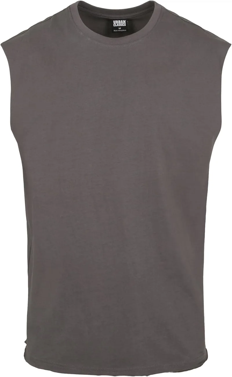Urban Classics ▫️ T-shirt Open Edge Sleeveless T-Shirt para homem Preto Ajuste regular
