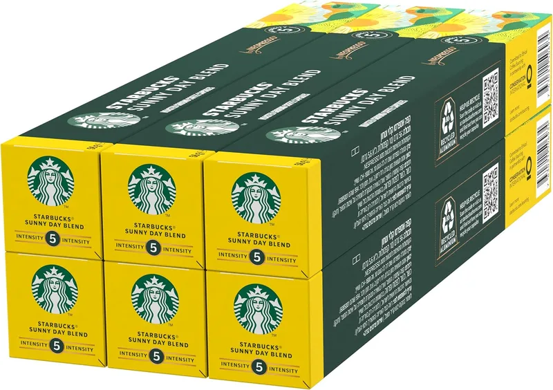 STARBUCKS ▫️ Sunny Day Blend da Nespresso, cápsulas de café de torra suave, 6 x 10 (60 cápsulas)