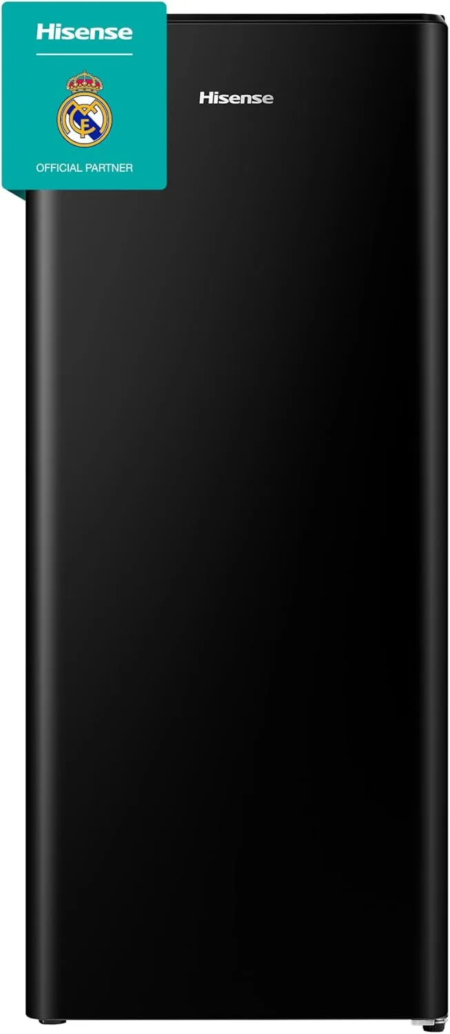 Hisense ▫️ RR220D4BBE - Frigorífico de uma porta, congelador com zona de congelação, 165 L de capacidade, 128 cm de altura, Classe E, suporte para garrafas, ciclo de descongelação, gaveta para frutas e legumes, preto (novo)