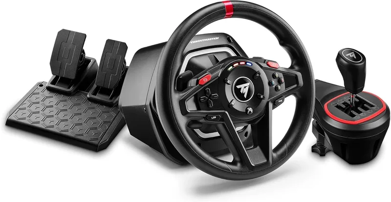 Thrustmaster ▫️ T128 Shifter Pack - Kit de volante de corridas e alavanca de mudanças TH8S para Xbox Series X|S, Xbox One e PC (Force Feedback dinâmico, LEDs de velocidade, 8 velocidades) Preto