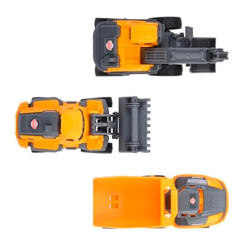 Dickie Toys ▫️ Conjunto de veículos de construção Volvo, 3 veículos de brincar (escavadora, carregadora, camião basculante) para crianças, 16 cm, rodas giratórias e peças móveis. A partir dos 3 anos (203722015) 4