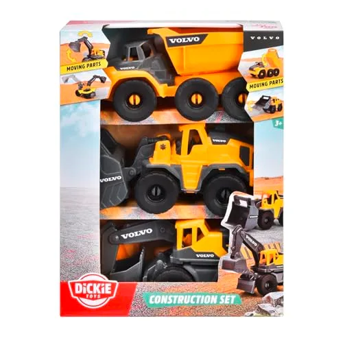 Dickie Toys ▫️ Conjunto de veículos de construção Volvo, 3 veículos de brincar (escavadora, carregadora, camião basculante) para crianças, 16 cm, rodas giratórias e peças móveis. A partir dos 3 anos (203722015) 7