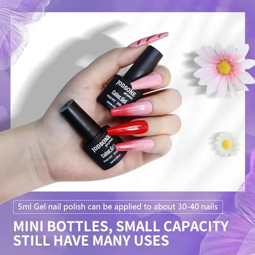JODSONE ▫️ Kit de esmaltes de gel para unhas com 20 cores, incluindo base para luz UV e camada superior mate; gel para unhas vibrante de alto brilho, acompanhado de ferramentas de manicure… 5