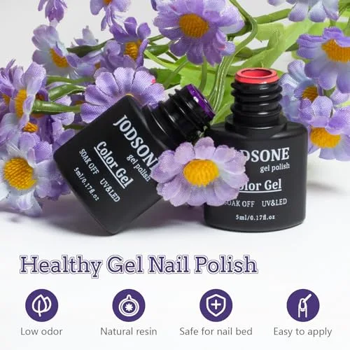 JODSONE ▫️ Kit de esmaltes de gel para unhas com 20 cores, incluindo base para luz UV e camada superior mate; gel para unhas vibrante de alto brilho, acompanhado de ferramentas de manicure… 6