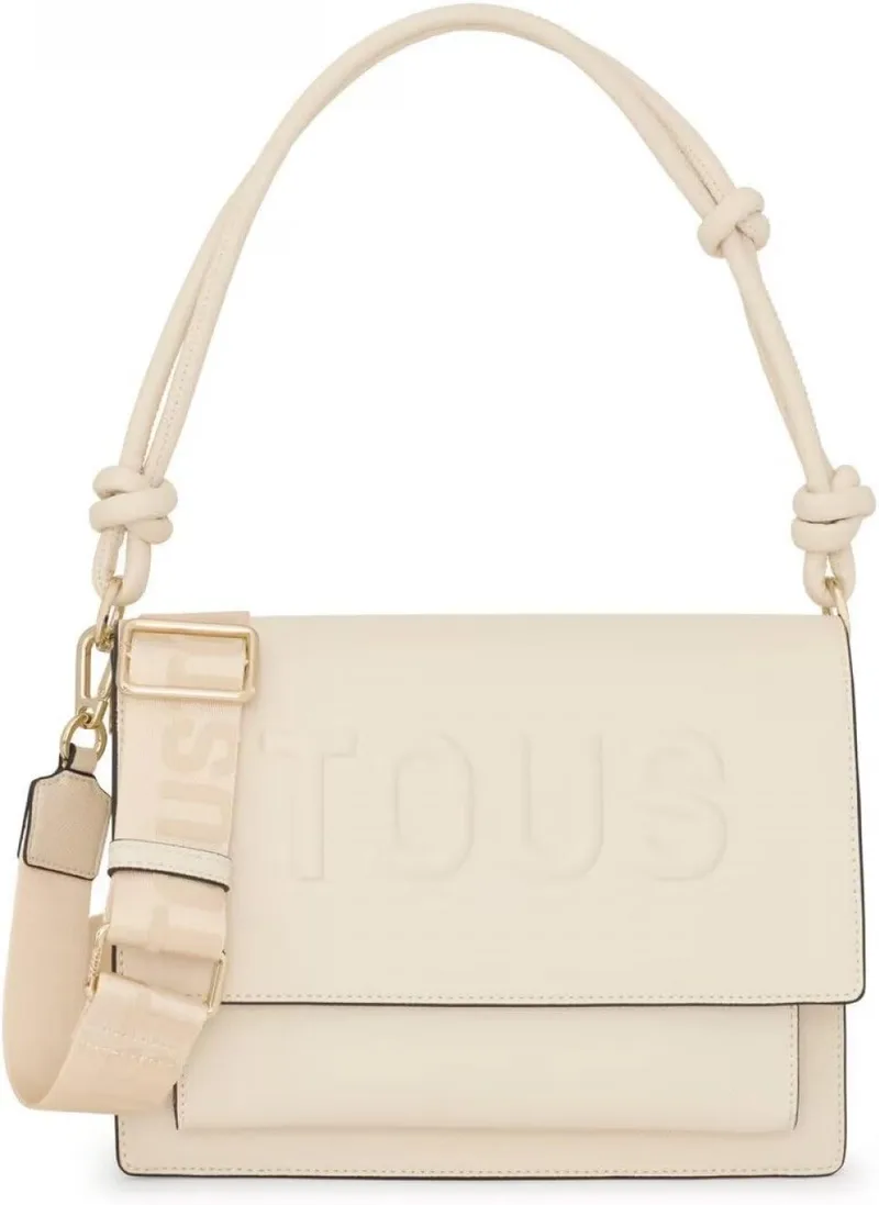 TOUS ▫️ Medium Audree Bolsa de Ombro Bege, Para Mulher, Medidas 18 x 25 x 12,5 cm, Nova Coleção La Rue