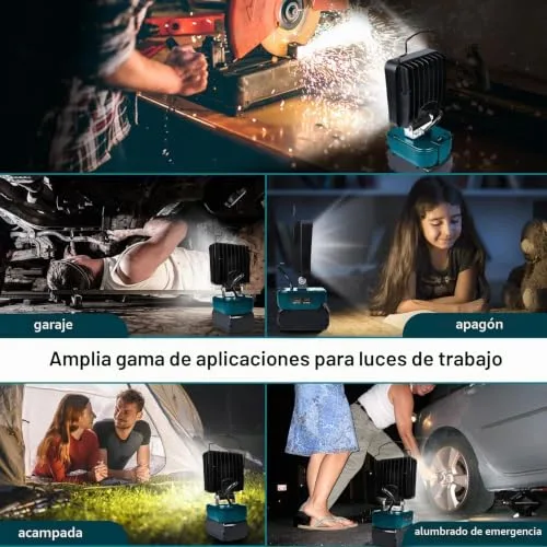 Edtran ▫️ Lâmpada a bateria para Bosch 18 V, luz de trabalho LED sem fios de 48 W, holofote LED potente, holofotes portáteis, lâmpada para estaleiros de construção 6