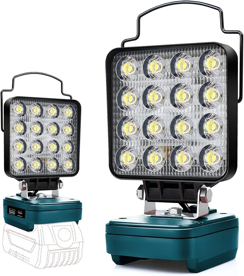 Edtran ▫️ Lâmpada a bateria para Bosch 18 V, luz de trabalho LED sem fios de 48 W, holofote LED potente, holofotes portáteis, lâmpada para estaleiros de construção