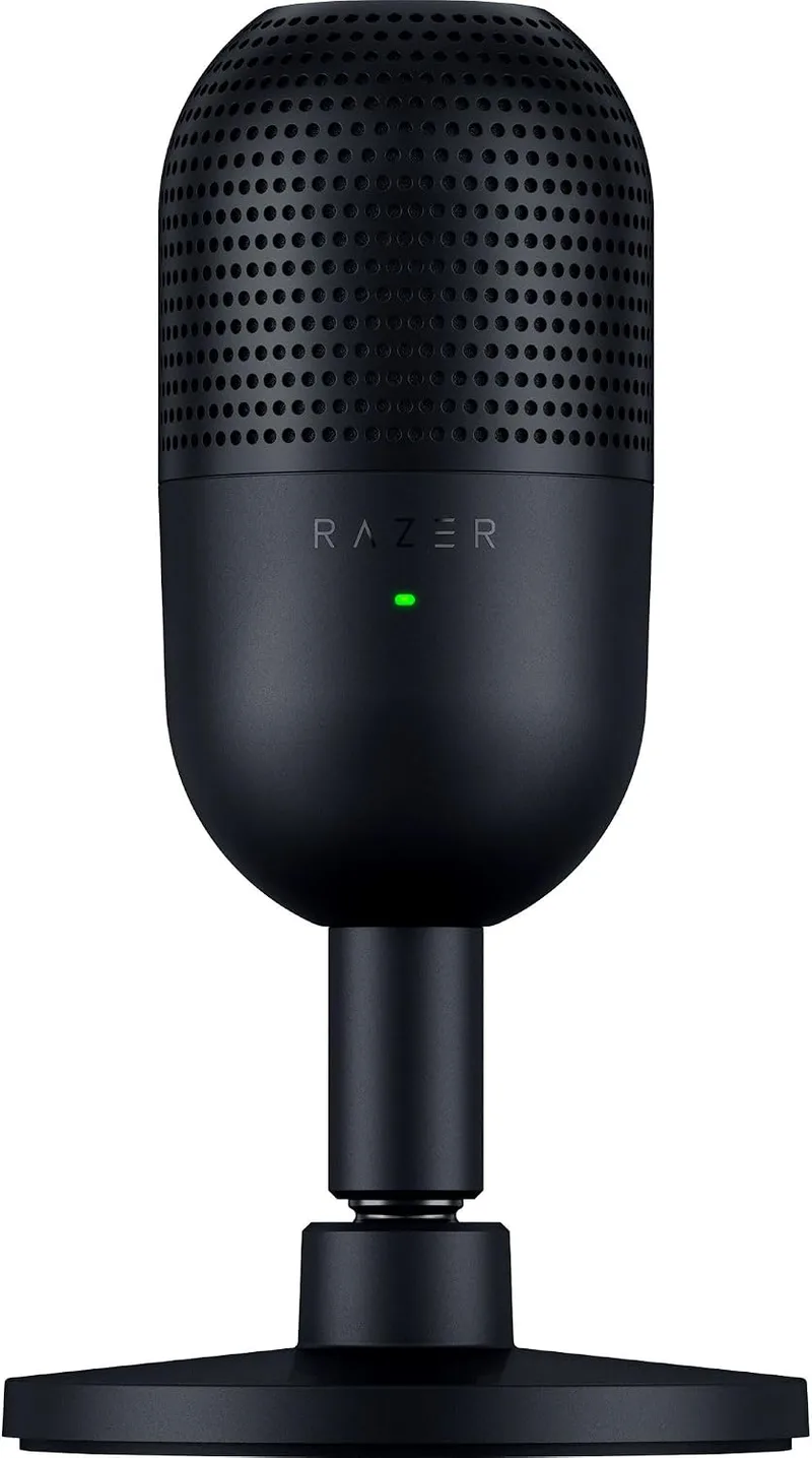 Razer ▫️ Seiren V3 Mini - Microfone USB ultracompacto - microfone de condensador de 14 mm (padrão de captação supercardioide, sensor «Tap-to-Mute» com indicador LED, amortecedor incorporado) Preto