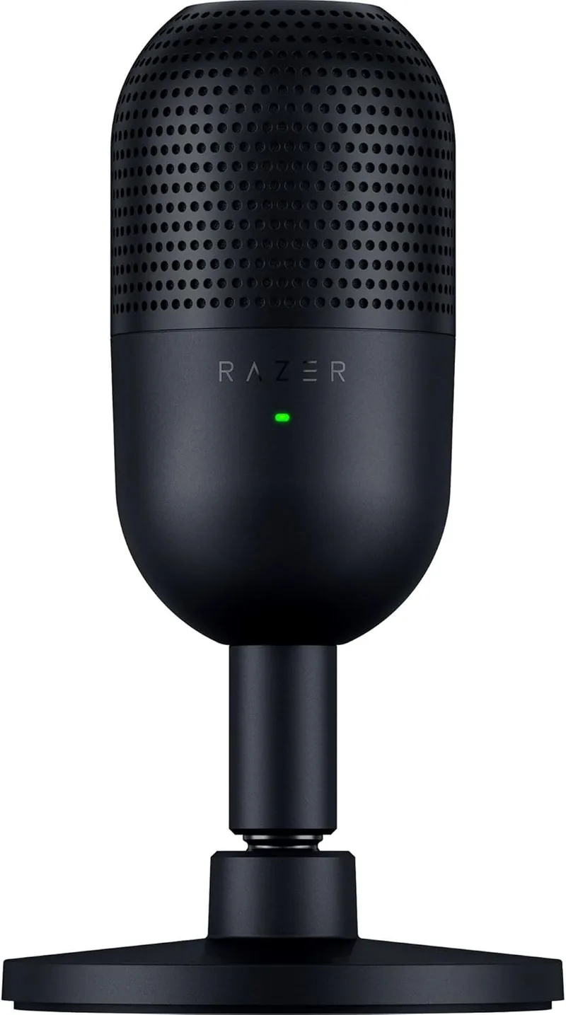Razer ▫️ Seiren V3 Mini - Microfone USB ultracompacto - microfone de condensador de 14 mm (padrão de captação supercardioide, sensor «Tap-to-Mute» com indicador LED, amortecedor incorporado) Preto