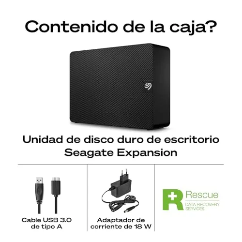 Seagate ▫️ Expansion Desktop 24 TB, Unidade de disco rígido externa HDD, 3,5 polegadas, USB 3.0, PC e portátil, Serviços de recuperação (STKP24000400) 4
