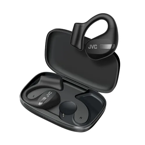 JVC ▫️ Auscultadores Desportivos Sem Fios com 38 horas de autonomia, som de alta qualidade, design «ouvido aberto», resistentes à água (IPX4), microfone duplo, ideais para a prática desportiva, auscultadores para correr 2