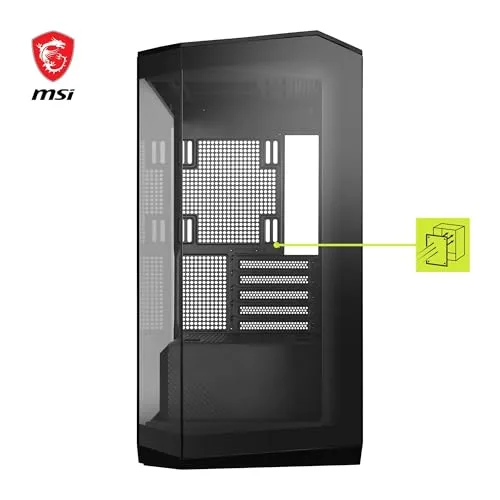 MSI ▫️ mag PANO M100L PZ – Torre de gaming Micro-ATX com painel panorâmico em vidro, ventilação otimizada, compatível com ARGB e refrigeração líquida – Caixa de PC compacta 2