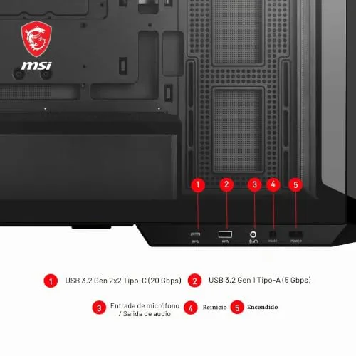 MSI ▫️ mag PANO M100L PZ – Torre de gaming Micro-ATX com painel panorâmico em vidro, ventilação otimizada, compatível com ARGB e refrigeração líquida – Caixa de PC compacta 4
