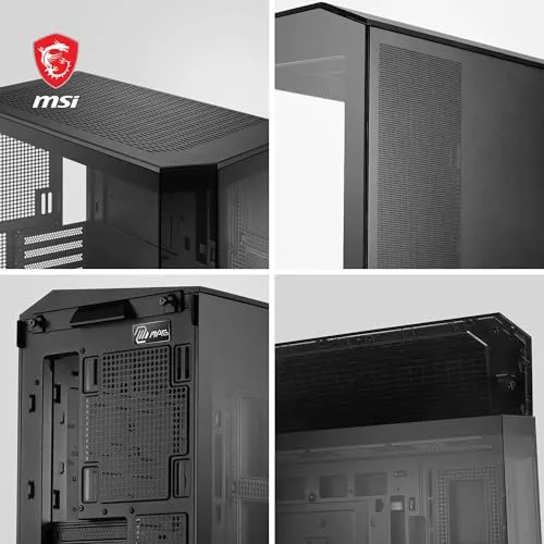 MSI ▫️ mag PANO M100L PZ – Torre de gaming Micro-ATX com painel panorâmico em vidro, ventilação otimizada, compatível com ARGB e refrigeração líquida – Caixa de PC compacta 6