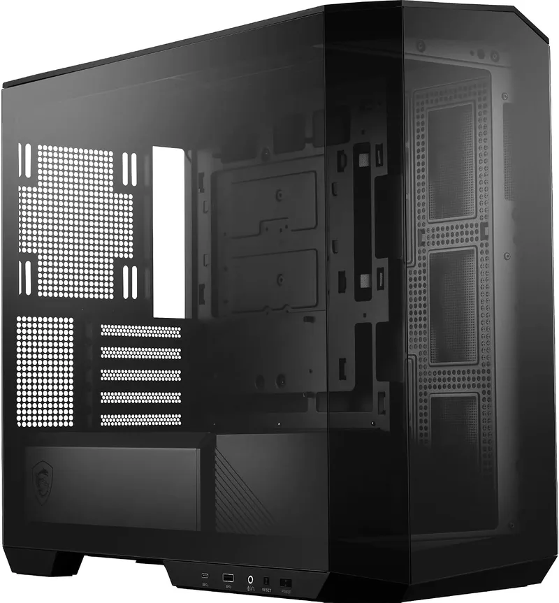 MSI ▫️ mag PANO M100L PZ – Torre de gaming Micro-ATX com painel panorâmico em vidro, ventilação otimizada, compatível com ARGB e refrigeração líquida – Caixa de PC compacta