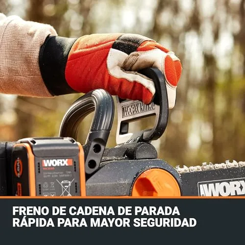 WORX ▫️ WG350E.9 Nitro - Motosserra profissional com bateria de 20 V, motosserra potente para madeira, 10 m/s, comprimento de corte de 30 cm, compacta e segura, lubrificação automática, tensão simples da corrente, 6
