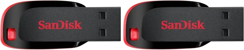 SanDisk ▫️ Pen USB Cruzer Blade de 64 GB, USB 2.0 - Preto (Embalagem de 2)