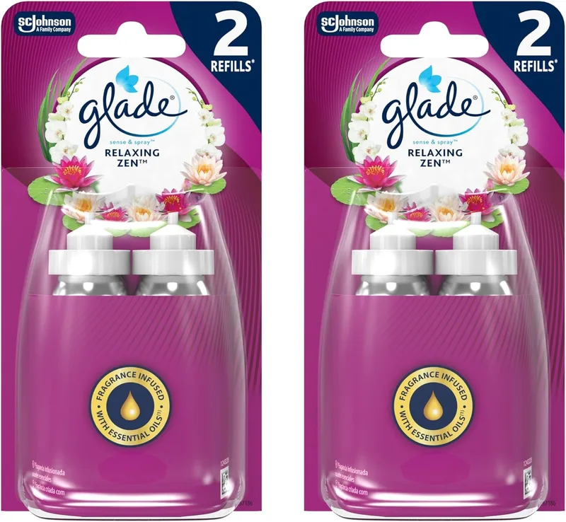 GLADE ▫️ DUO para Sense & Spray Ambientador Automático com Sensor de Movimento, Fragrância Relax Zen, Limpo, 2 Recargas, 2 Unidades (Embalagem de 2), 2