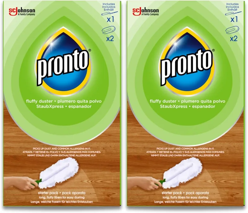 Pronto ▫️ Dust Duster e recargas, retém o pó e os alergénios, fibras longas e macias, limpeza mais fácil, embalagem de 2 espanadores + 4 recargas