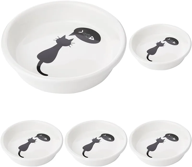 Trixie ▫️ Tigela de cerâmica para comida de gato cerâmica (embalagem de 5)