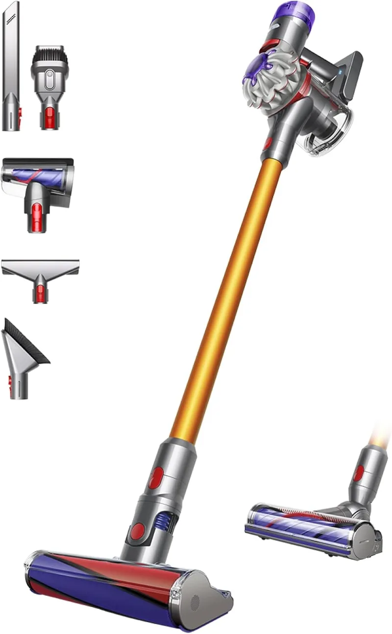 Dyson V8 Absolute Cordless Vacuum Cleaner, 115 AW, até 40 min de autonomia, Escova Motorbar Anti-emaranhamento, Remoção de Pêlos de Animais de Estimação, Cabeça da Escova Rotativa Suave, Aspirador de Mão e de Chão