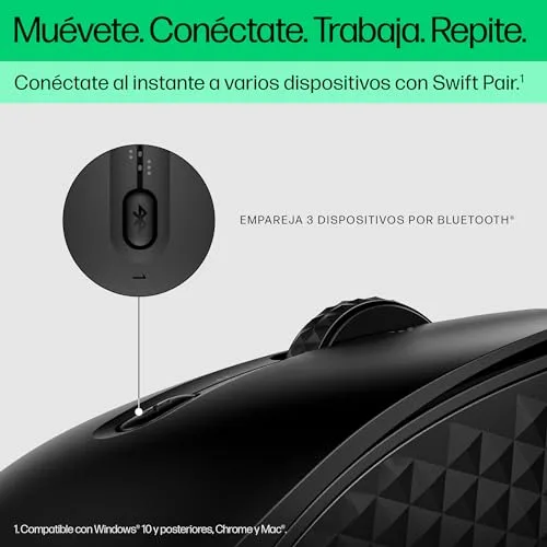HP ▫️ Rato Bluetooth programável 420 (4000 PPP, roda inclinável, cliques silenciosos, ligação instantânea, autonomia da bateria de 24 meses, Windows 11; Windows 10; macOS; ChromeOS) Cor: Preto 2