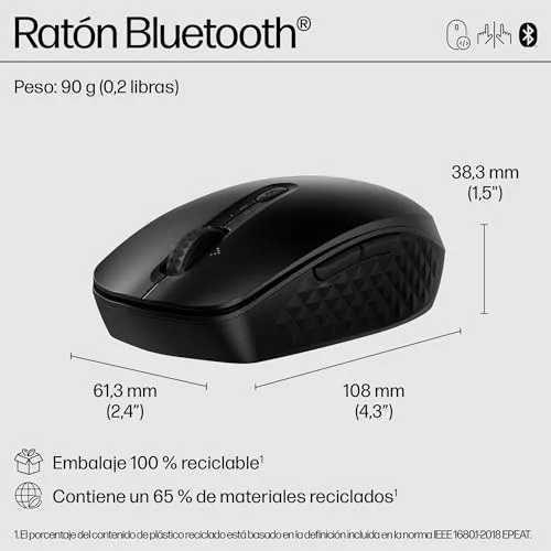HP ▫️ Rato Bluetooth programável 420 (4000 PPP, roda inclinável, cliques silenciosos, ligação instantânea, autonomia da bateria de 24 meses, Windows 11; Windows 10; macOS; ChromeOS) Cor: Preto 6