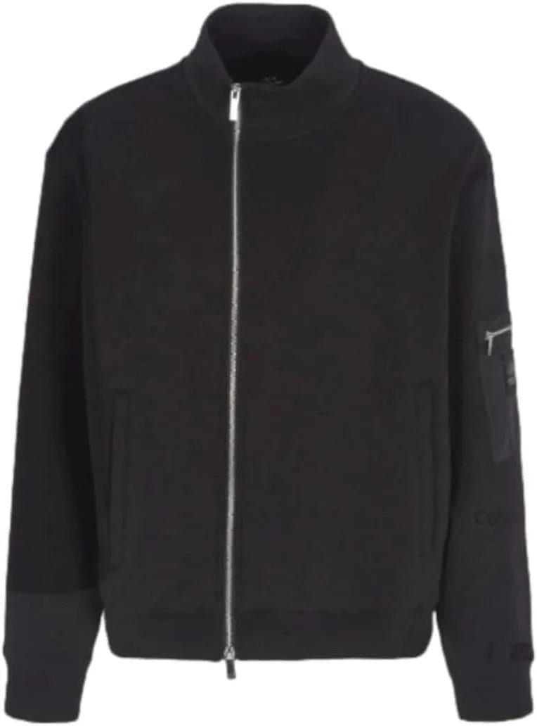 Armani Exchange ▫️ Sweatshirt para homem Black Edition, bolso na manga, remendo com logótipo em silicone