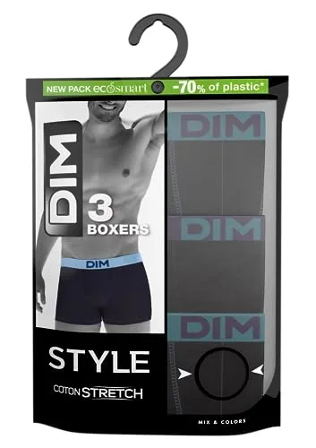 Dim ▫️ Conjunto de 3 boxers de algodão com cintura colorida «Mix and Colors» para homem 4