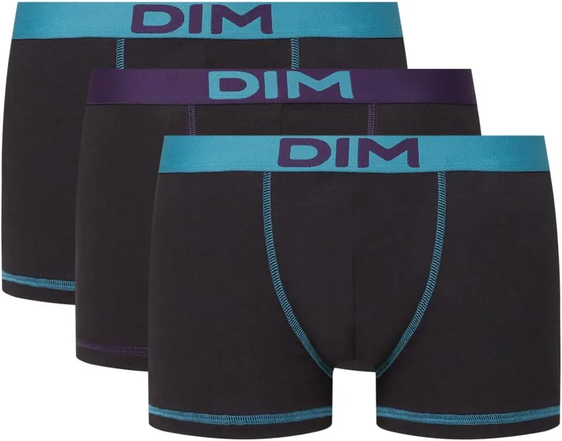 Dim ▫️ Conjunto de 3 boxers de algodão com cintura colorida «Mix and Colors» para homem