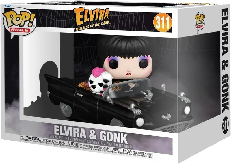 Funko ▫️ Pop! Rides Deluxe: Elvira, a Senhora das Trevas, com o Macabre Mobile - Figura de vinil colecionável - Ideia para presente - Produto oficial - Brinquedos para crianças e adultos - Fãs de cinema