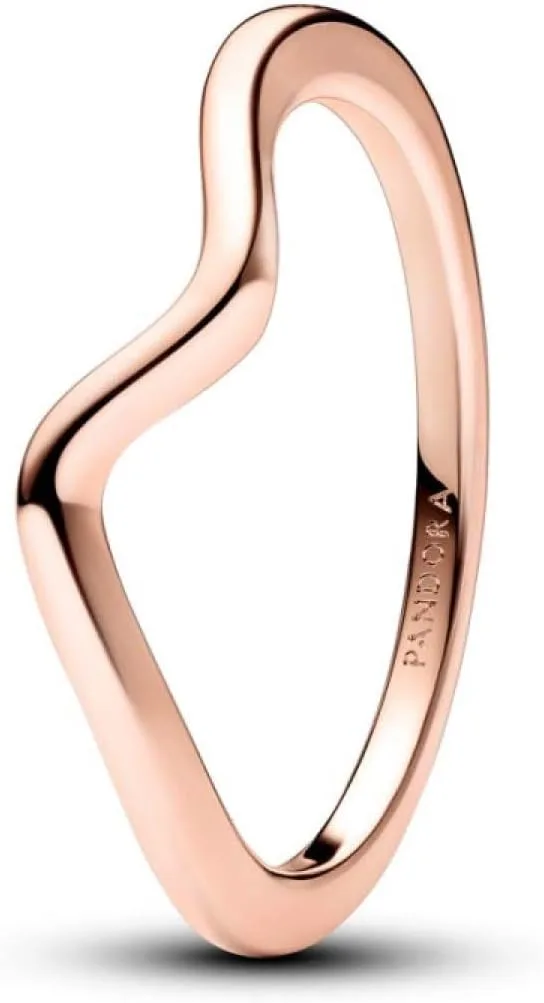 PANDORA ▫️ Anel Timeless com design em forma de onda, banhado a ouro rosa de 14 quilates