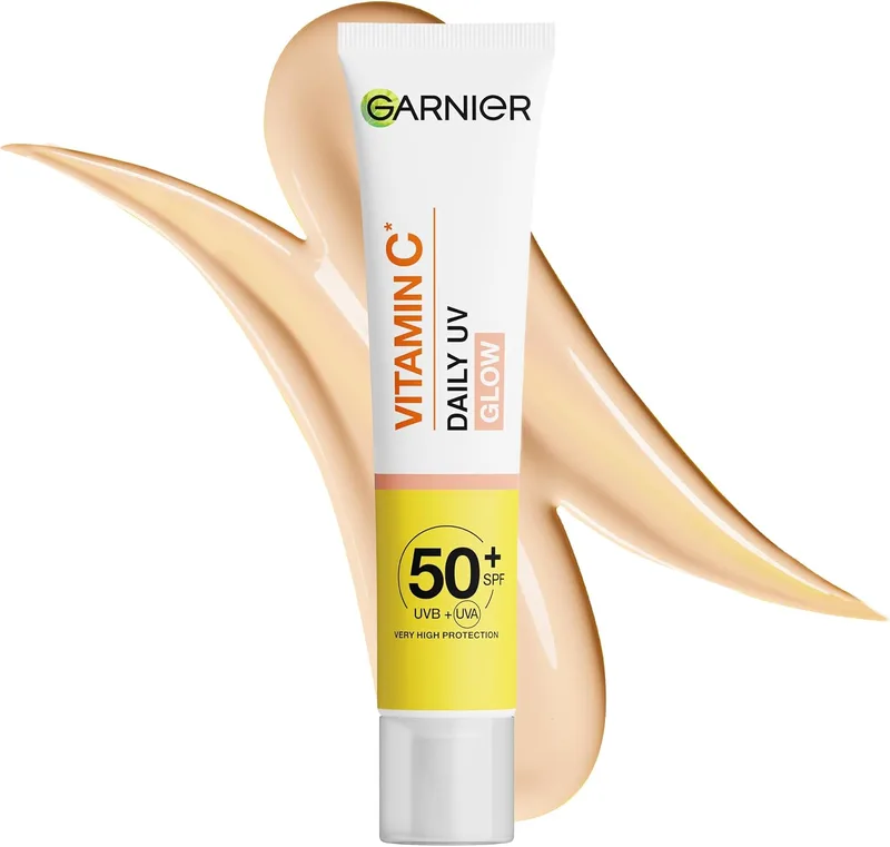 Garnier ▫️ Vitamina C Anti-UV Diário FPS 50 Anti-Manchas para Peles Sensíveis, 40 ml | Proteção Solar Facial FPS 50+ Anti-UV com Vitamina C, protege contra os raios UVA/UVB, reduz manchas, hidrata e ilumina com efeito glow