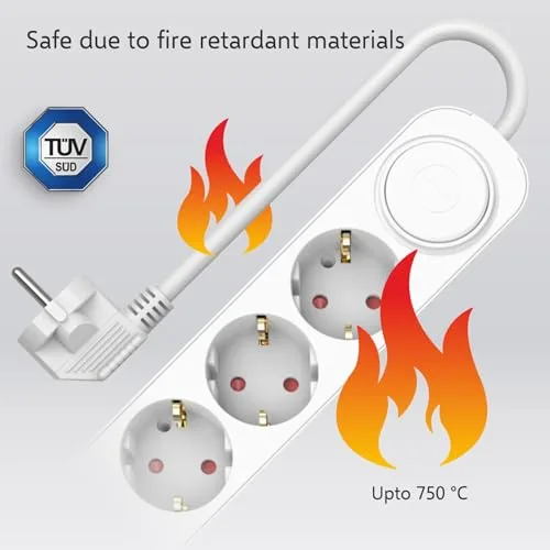 ELRO ▫️ ES305 - Extensão com 5 tomadas, cabo de 1,5 m e interruptor, 5 tomadas + USB + USB-C, proteção para crianças, tomada Schuko, máx. 3680 W, certificado TÜV 3