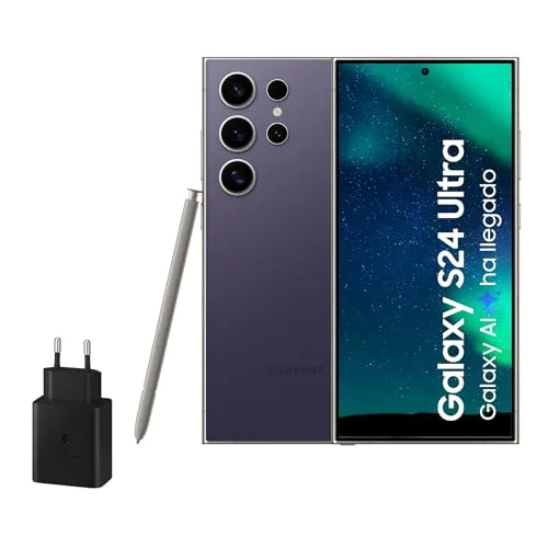 Samsung ▫️ Galaxy S24 Ultra e carregador de 45 W, telemóvel com IA, smartphone Android, 12 GB de RAM, 512 GB de armazenamento, câmara de 200 MP, S Pen, bateria de longa duração, Violeta Titanium (versão espanhola) 4