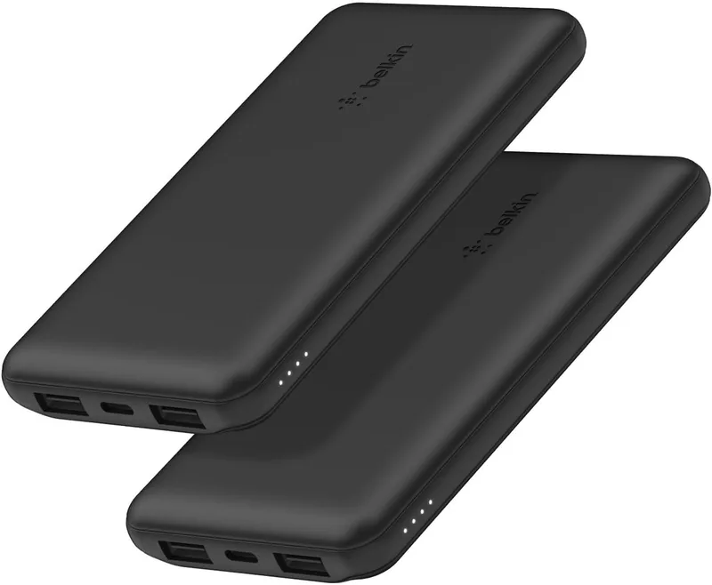 Belkin ▫️ Bateria externa portátil de 10 000 mAh, carregador externo USB-C com 1 porta USB-C e 2 portas USB-A, power bank de 15 W, bateria portátil para iPhone, Galaxy, Pixel, AirPods, iPad e outros - preta