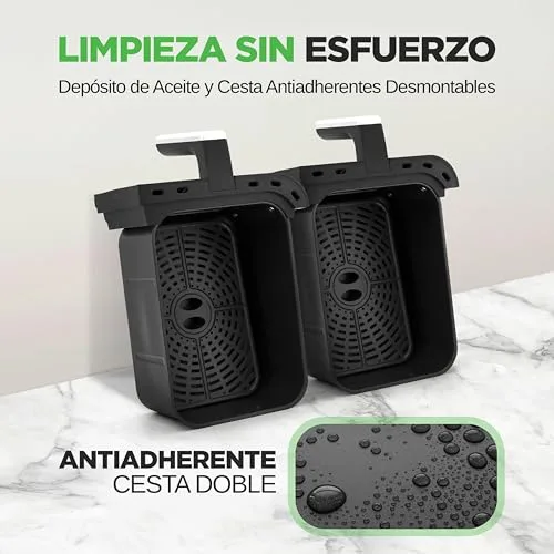 NutriChef ▫️ Fritadeira de Ar Quente de 8,3 L com Cesto Duplo e 9 Modos, Tamanho Familiar 6