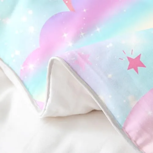 Homewish ▫️ 100% algodão, conjunto de roupa de cama com tema de unicórnio 240 x 260, capa de edredão com tema de unicórnio e arco-íris Kawaii, decoração de quarto com tema de unicórnio para meninas e meninos, conjunto de roupa de cama com tema de cavalo, 3 peças, 5