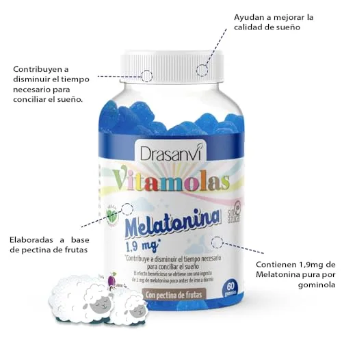 Drasanvi ▫️ Gomas de melatonina embalagem de 2 x 60 unidades, sabor ameixa 3