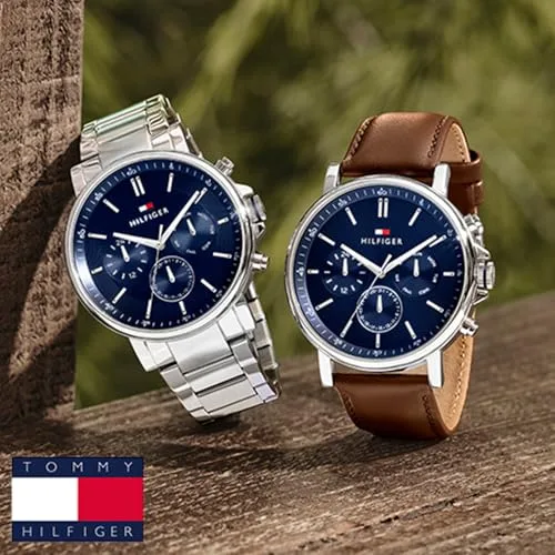 Tommy Hilfiger ▫️ Relógio analógico multifunções de quartzo para homem, com bracelete em aço inoxidável ou em pele 6