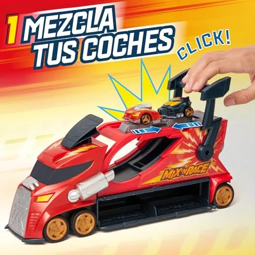 T-Racers ▫️ Mix ´N Race Thunder Truck – Camião lançador com 3 funções num só. Inclui 1 veículo T-Racer Mix ´N Race exclusivo, área para montar veículos, mecanismo de lançamento e espaço para 7 carros 5