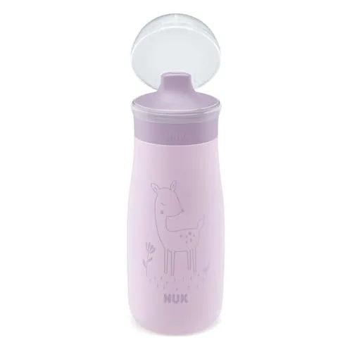 NUK ▫️ Copo Mini-Me Sip para crianças pequenas | A partir dos 9 meses | 300 ml | Garrafa de água em aço inoxidável para crianças | Bocal reforçado à prova de fugas | À prova de quebras | Veado lilás 4