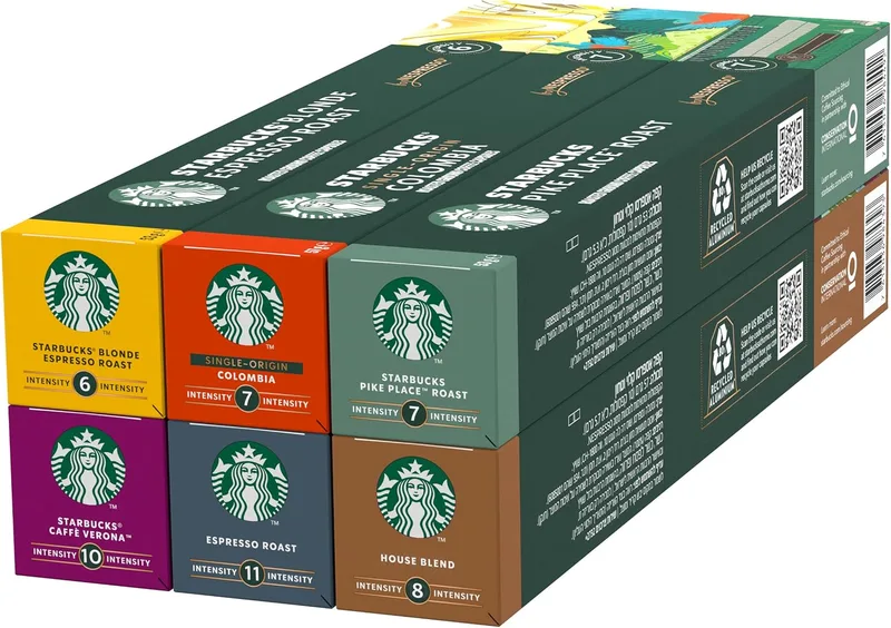 STARBUCKS ▫️ Pacote Variado de Nespresso, Cápsulas de Café de Diferentes Intensidades 6 x 10 (60 Cápsulas) - Exclusivo da Amazon