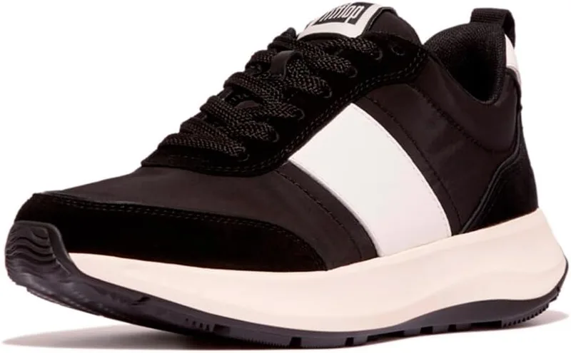 Fitflop ▫️ Ténis de couro F-Mode Flow Preto