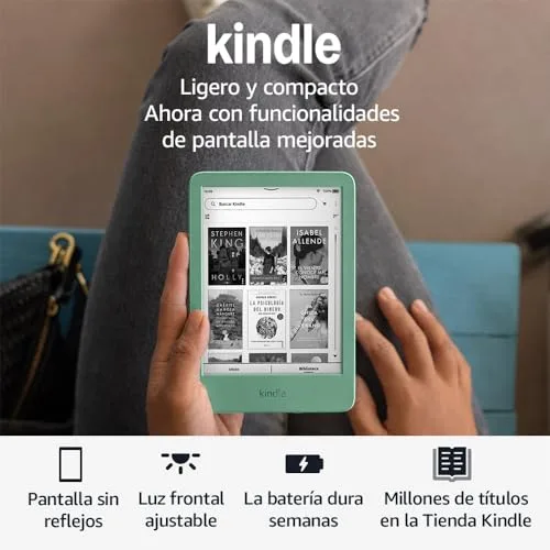 Amazon ▫️ Kindle (última geração) | o Kindle mais leve e compacto, com ecrã antirreflexo, mudança de páginas mais fluida e luz frontal ajustável | 16 GB | Sem publicidade | Verde matcha 2