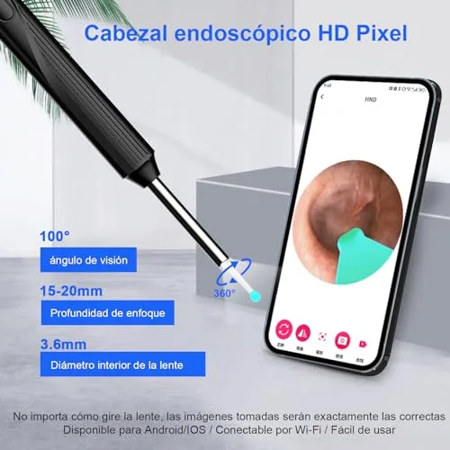 EBUYFIRE ▫️ Kit sem fios para limpeza dos ouvidos, limpador de ouvidos com otoscópio com câmara HD, carregamento por USB, kit de limpeza visual dos ouvidos com 6 LED para cuidados em família 3