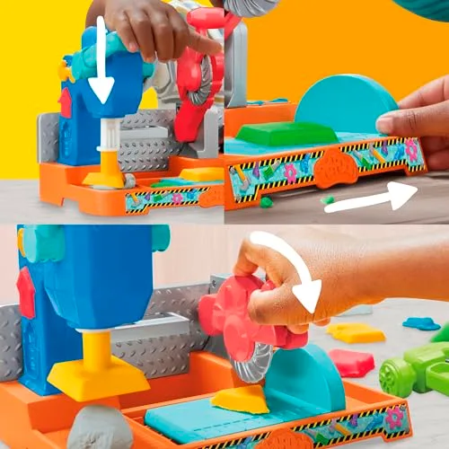 Play-Doh ▫️ Banco de Ferramentas – Conjunto de Artesanato com Massa de Modelar, com Carimbos, Ferramentas de Brincar e 5 Potes de Cores Diferentes, para Rapazes e Raparigas a partir dos 3 anos 3